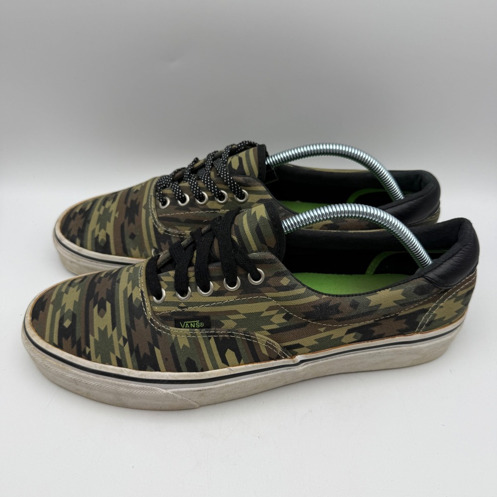 Vans Era Sneakers Mens 10.5 Native Camo Aztec Tribal Green Canvas Skate Shoes